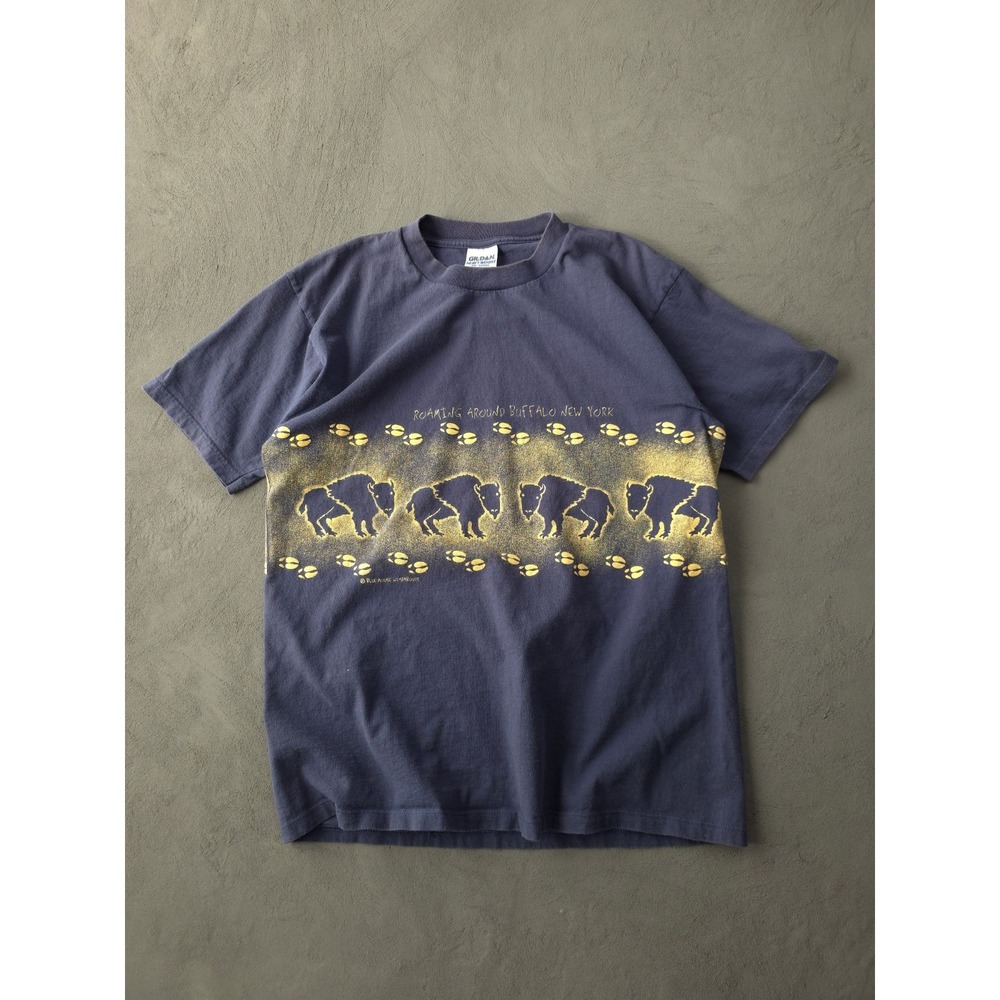 Vintage 1990s Buffalo New York Roaming Around Blue Cotton‎ T-shirt Gildan L - Picture 10 of 10